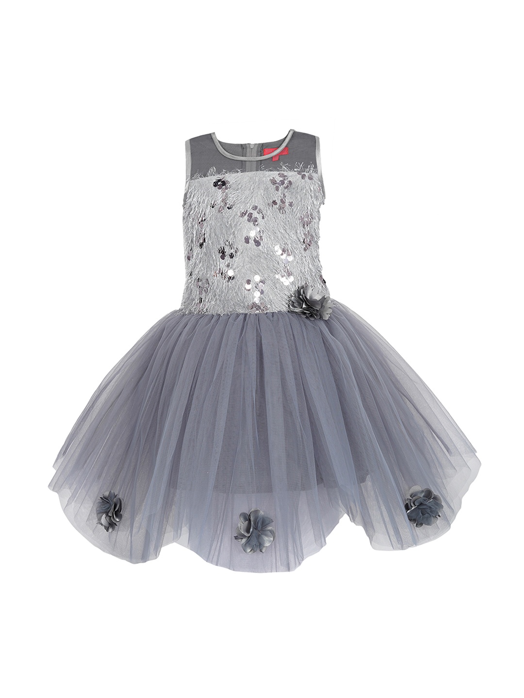 

Toy Balloon kids Girls Grey Embellished Fit and Flare Dress