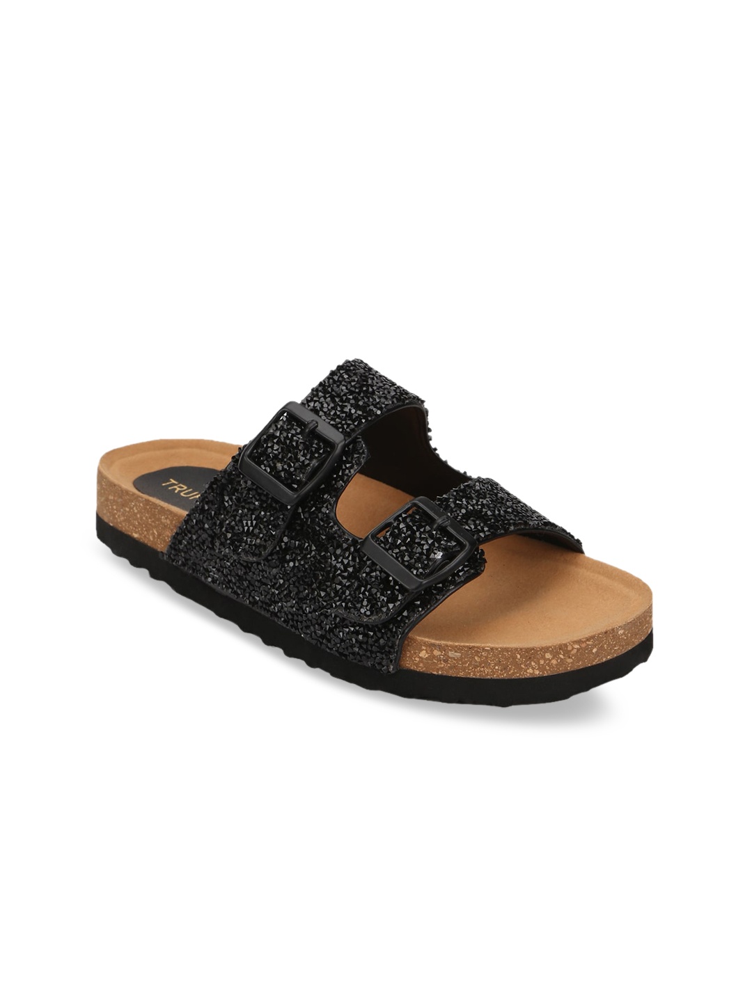 

Truffle Collection Women Black Solid PU Open Toe Flats