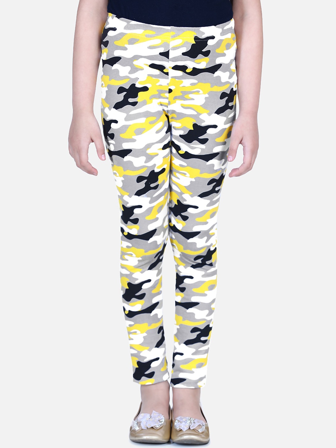 

Naughty Ninos Girls Yellow & Grey Printed Ankle-Length Leggings