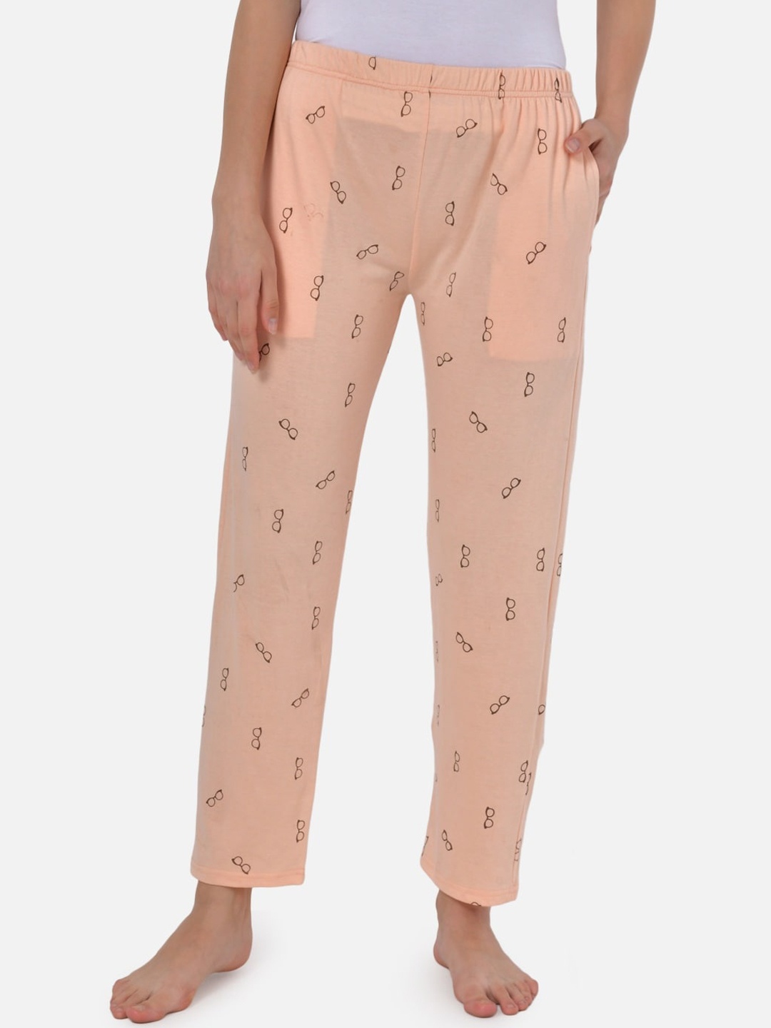 

Klamotten Women Peach & Brown Printed Lounge Pants