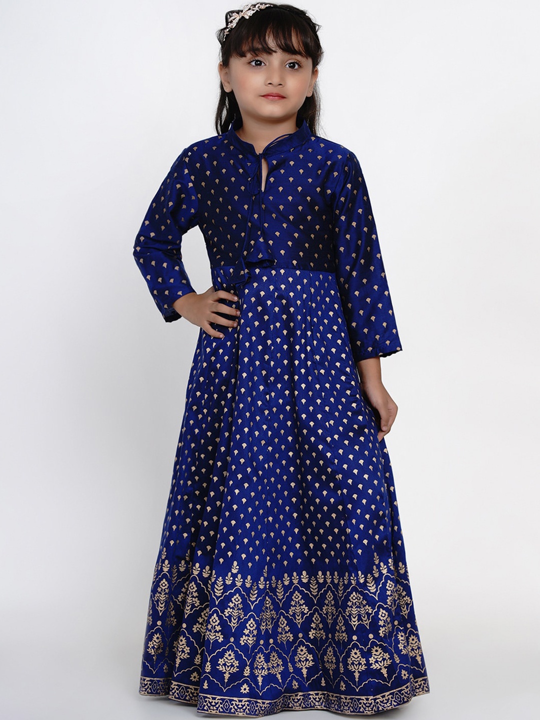 

Bitiya by Bhama Girls Blue Printed Ethnic Maxi Dress