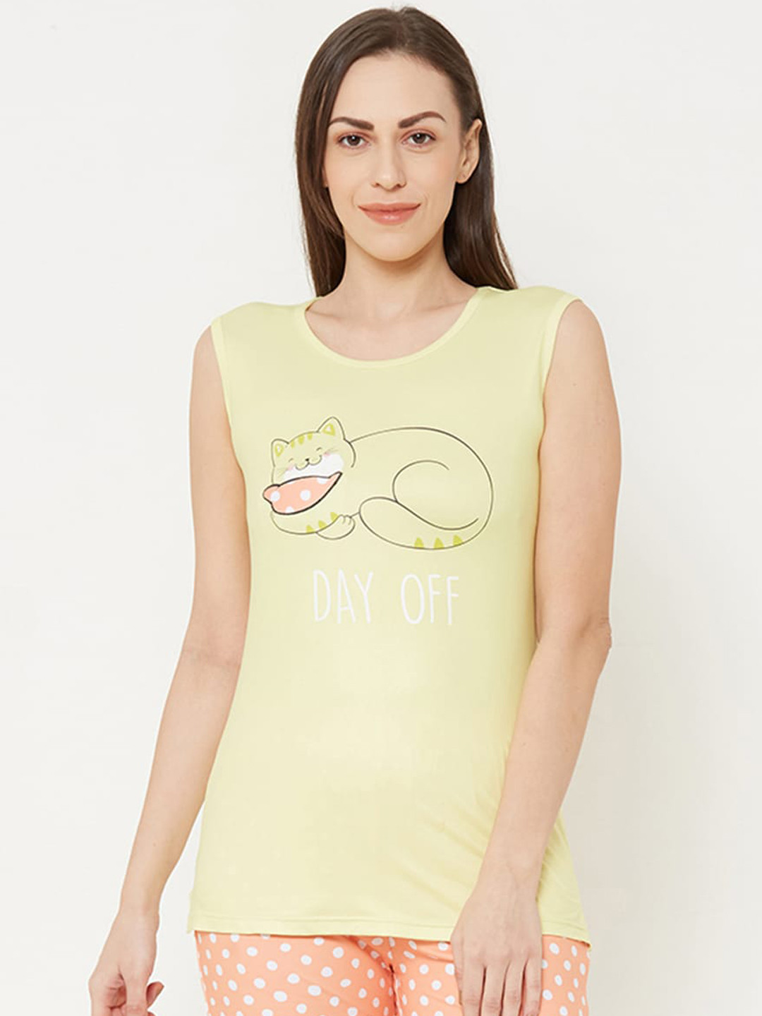 

Sweet Dreams Women Yellow & Peach-Coloured Printed Night suit