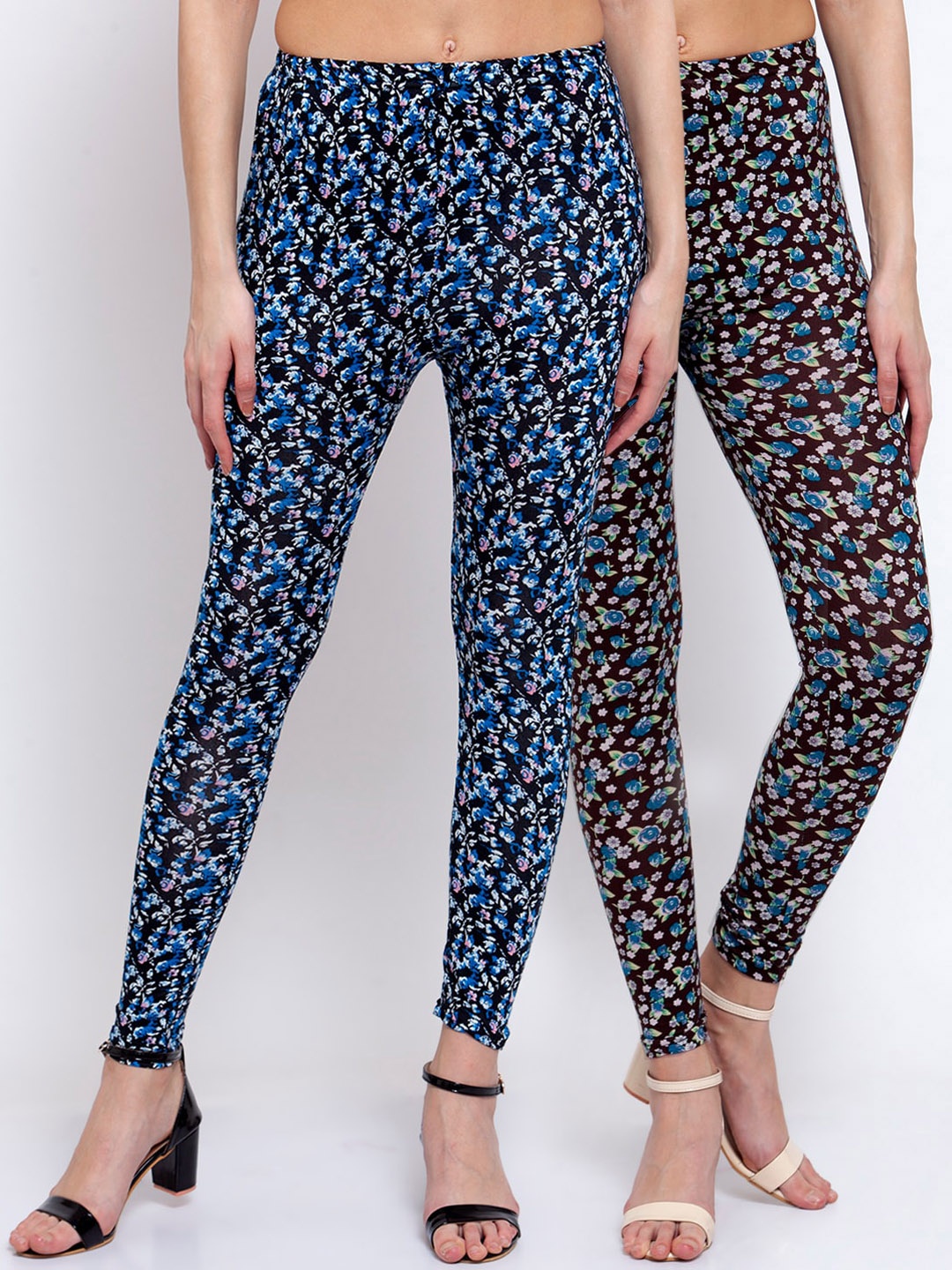 

KLOTTHE Women Pack Of 2 Printed Ankle-Length Leggings, Black