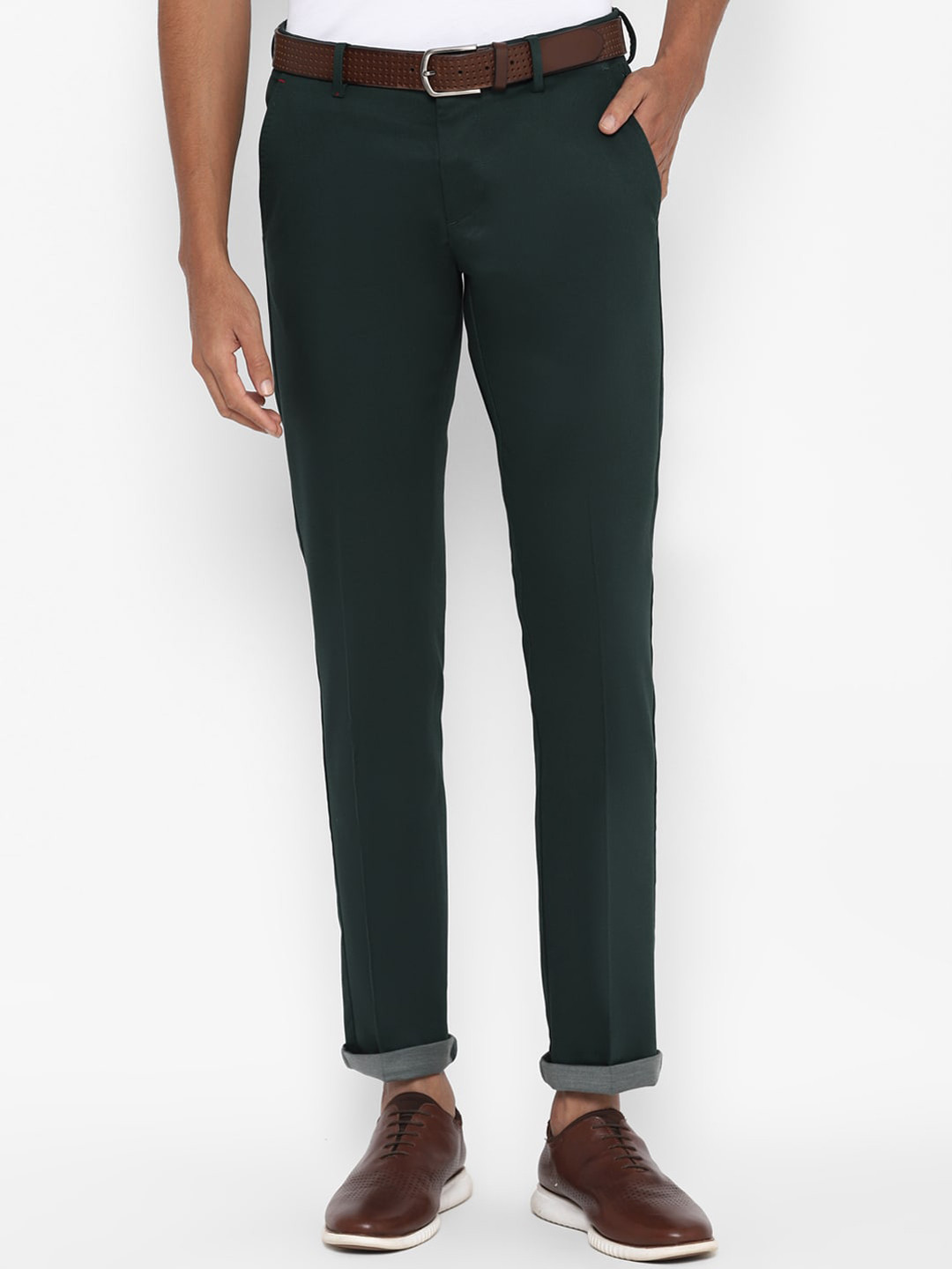 

Allen Solly Men Green Slim Fit Solid Regular Trousers