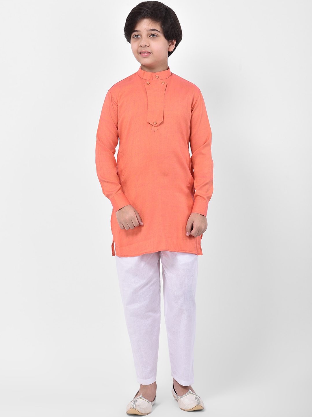 

DEYANN Boys Orange & White Solid Kurta with Pyjamas