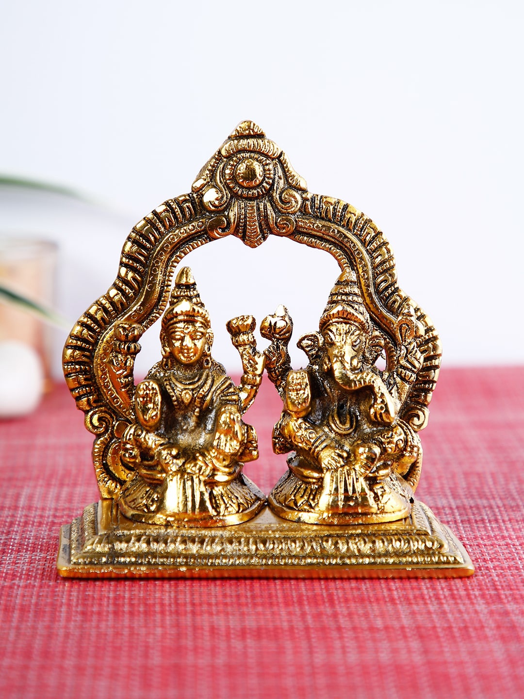 

CraftVatika Gold-Toned Lakshmi Ganesha Idol Handmade Showpiece