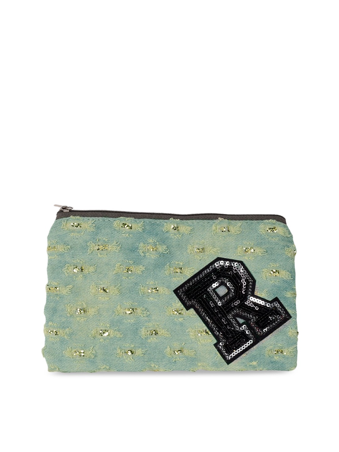 

Doodle Blue & Green Initial R Embellished Pouch