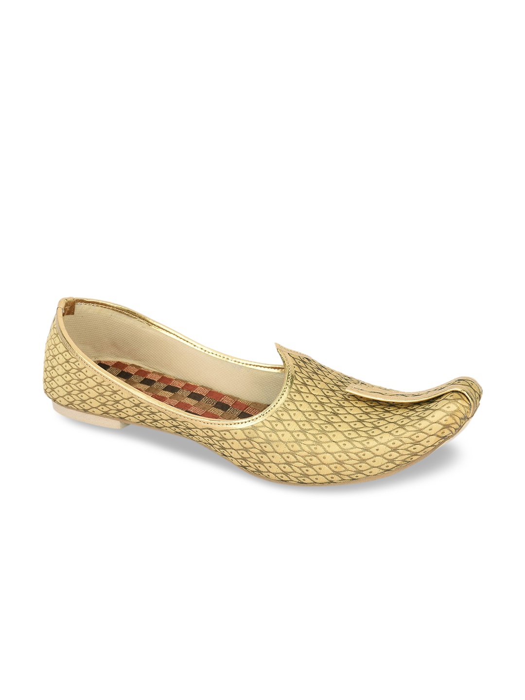 

Desi Colour Men Woven Design Mojaris, Gold