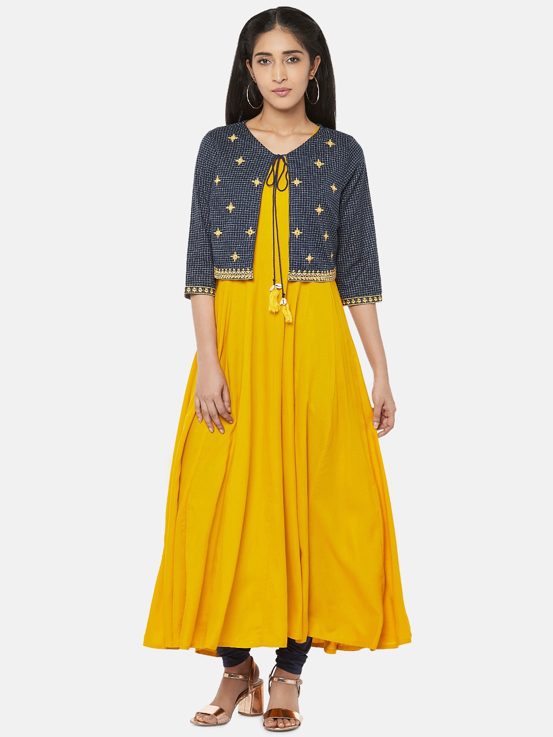 

Rangmanch By Pantaloons Women Mustard Anarkali Kurta with Jacket