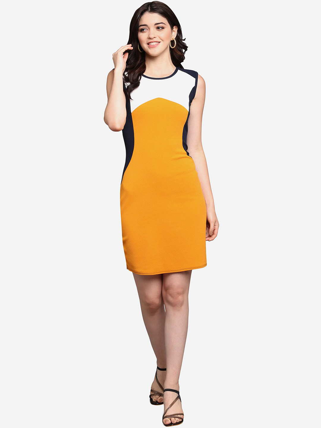 

PURVAJA Women Blue Colourblocked Bodycon Dress