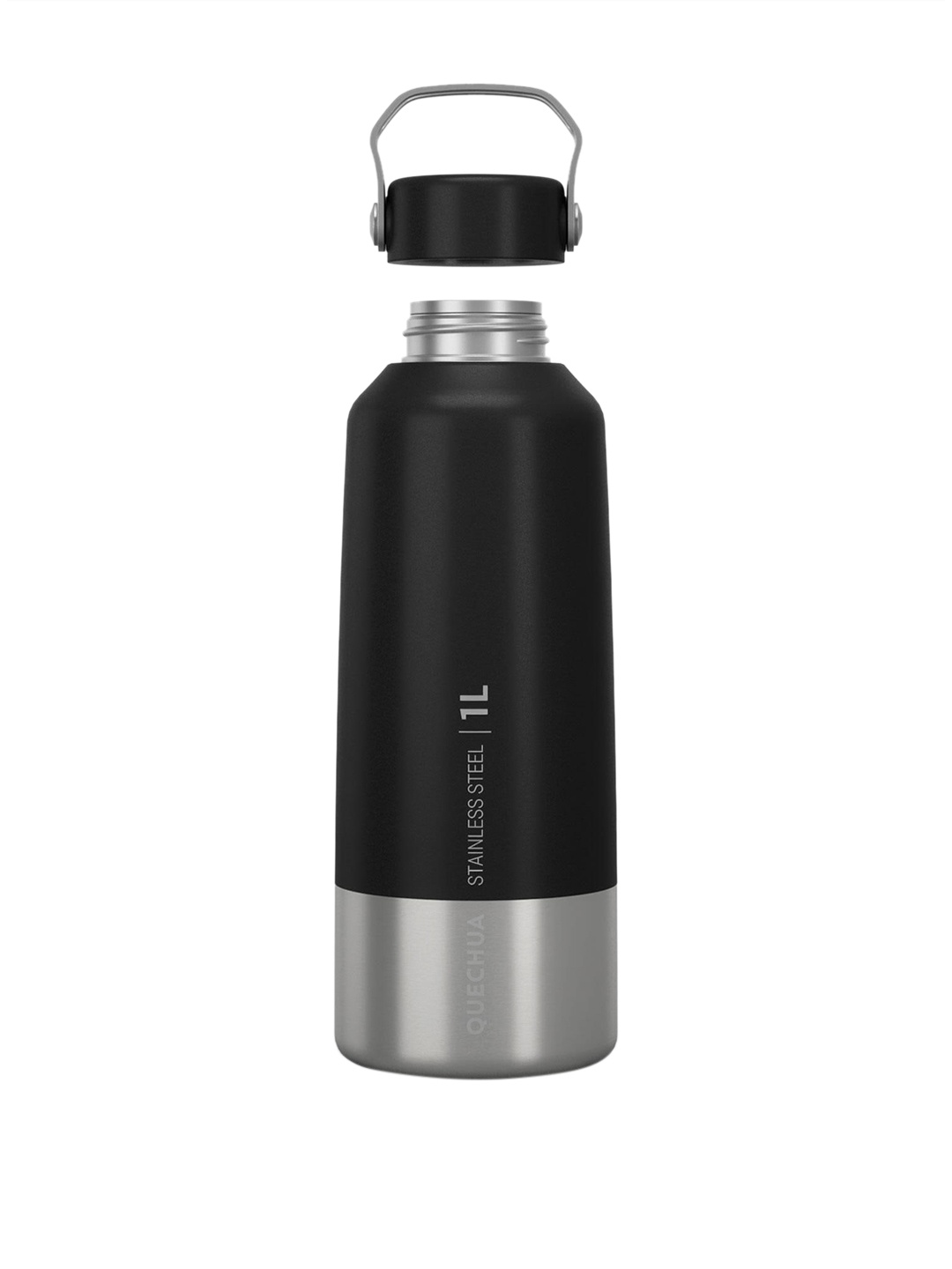 

Quechua By Decathlon Black & Silver-Toned Colourblocked Stainless Steel Water Bottle