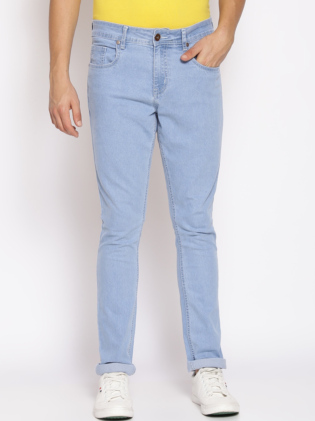 

High Star Men Plus Size Blue Slim Fit Mid-Rise Clean Look Stretchable Jeans