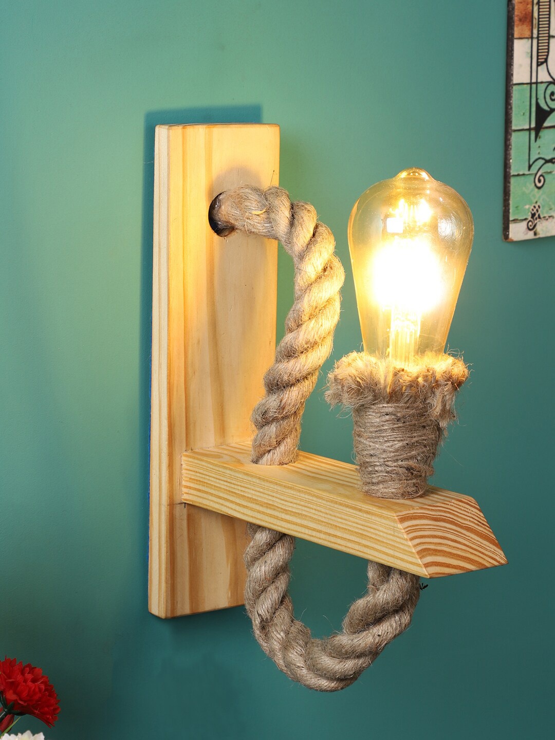 

EXIM DECOR Beige & Transparent Textured Contemporary Armed Sconce Lamp