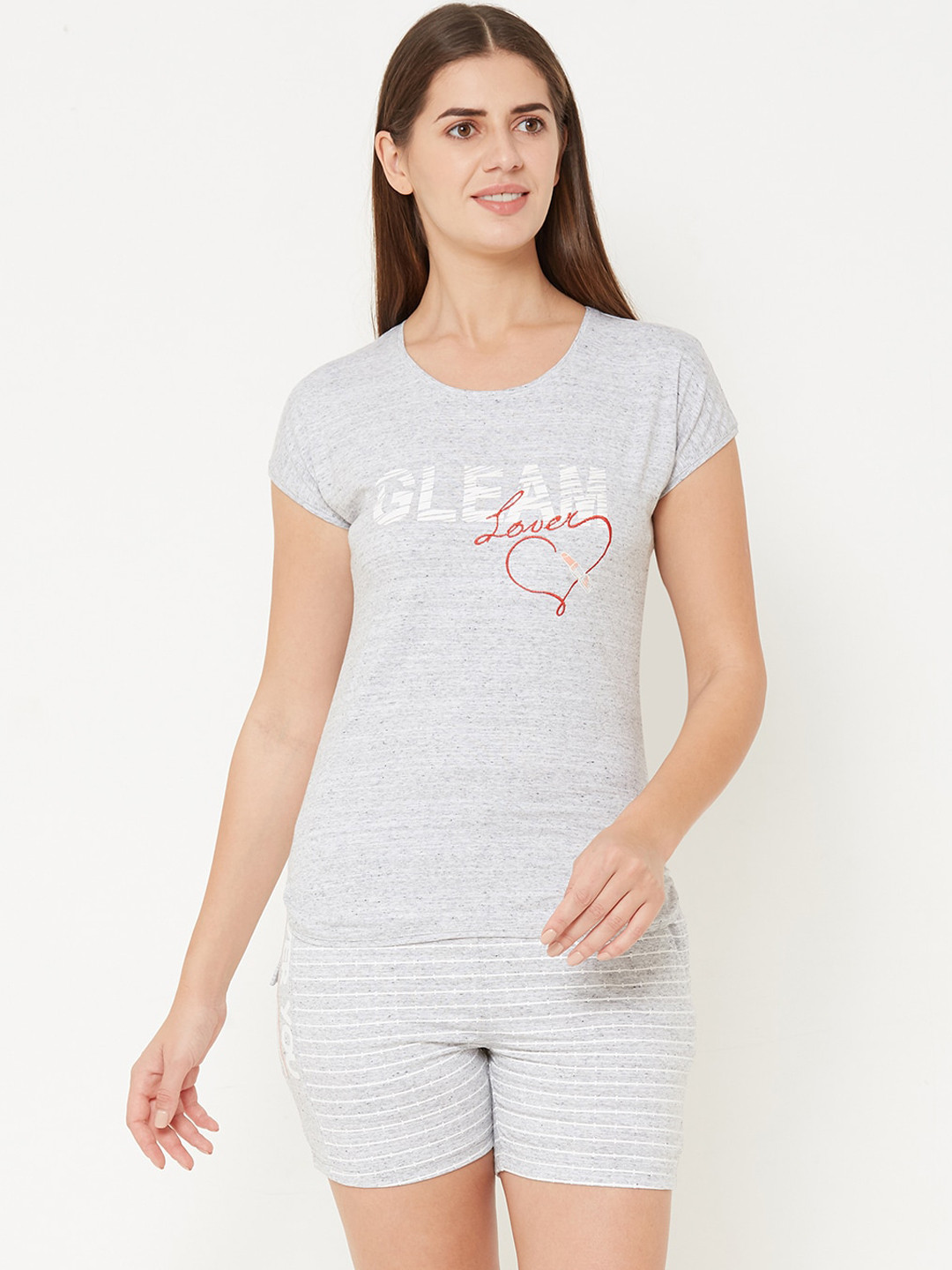 

Sweet Dreams Women Grey & White Printed Night suit