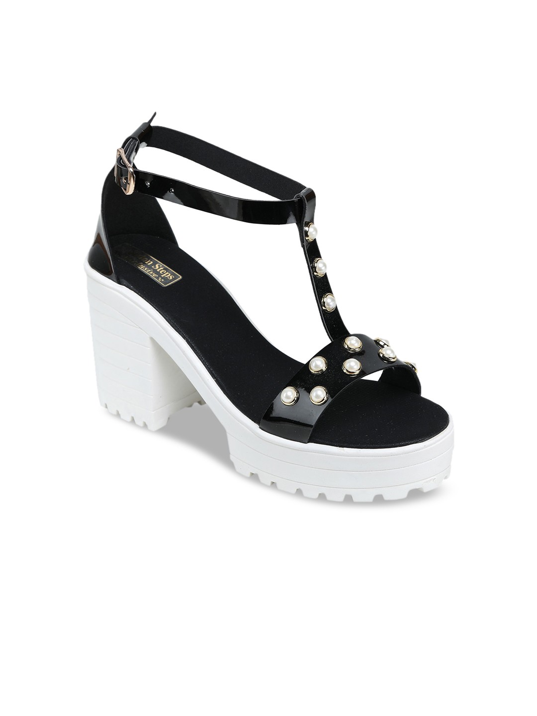 

LONDON STEPS Women Black Solid Sandals