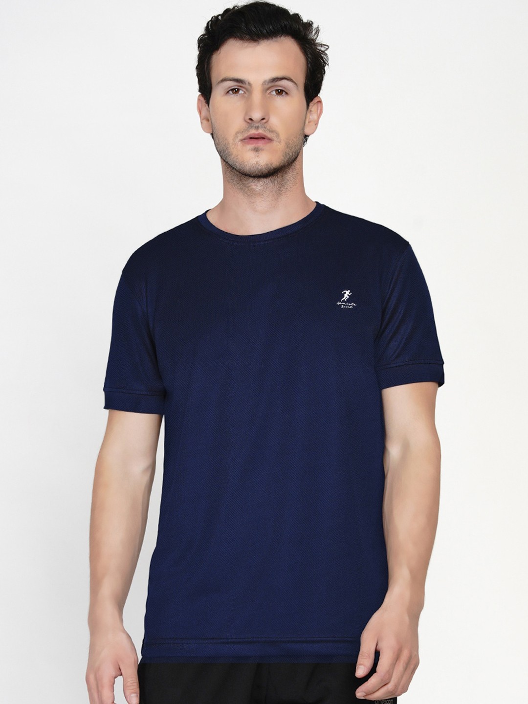 

ARMISTO Men Blue Solid Round Neck Dri-fit T-shirt