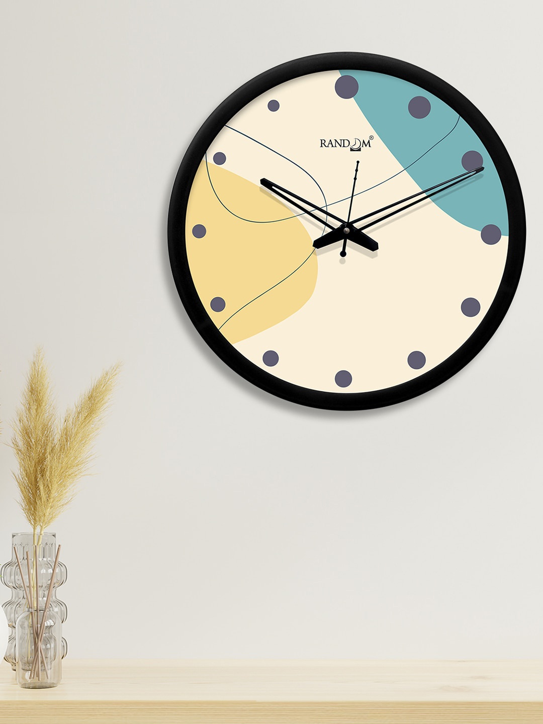

RANDOM Yellow & Teal Round Colourblocked 30.4 cm Analogue Wall Clock