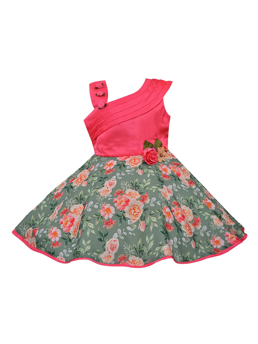 

Wish Karo Girls Pink Printed Fit and Flare Dress