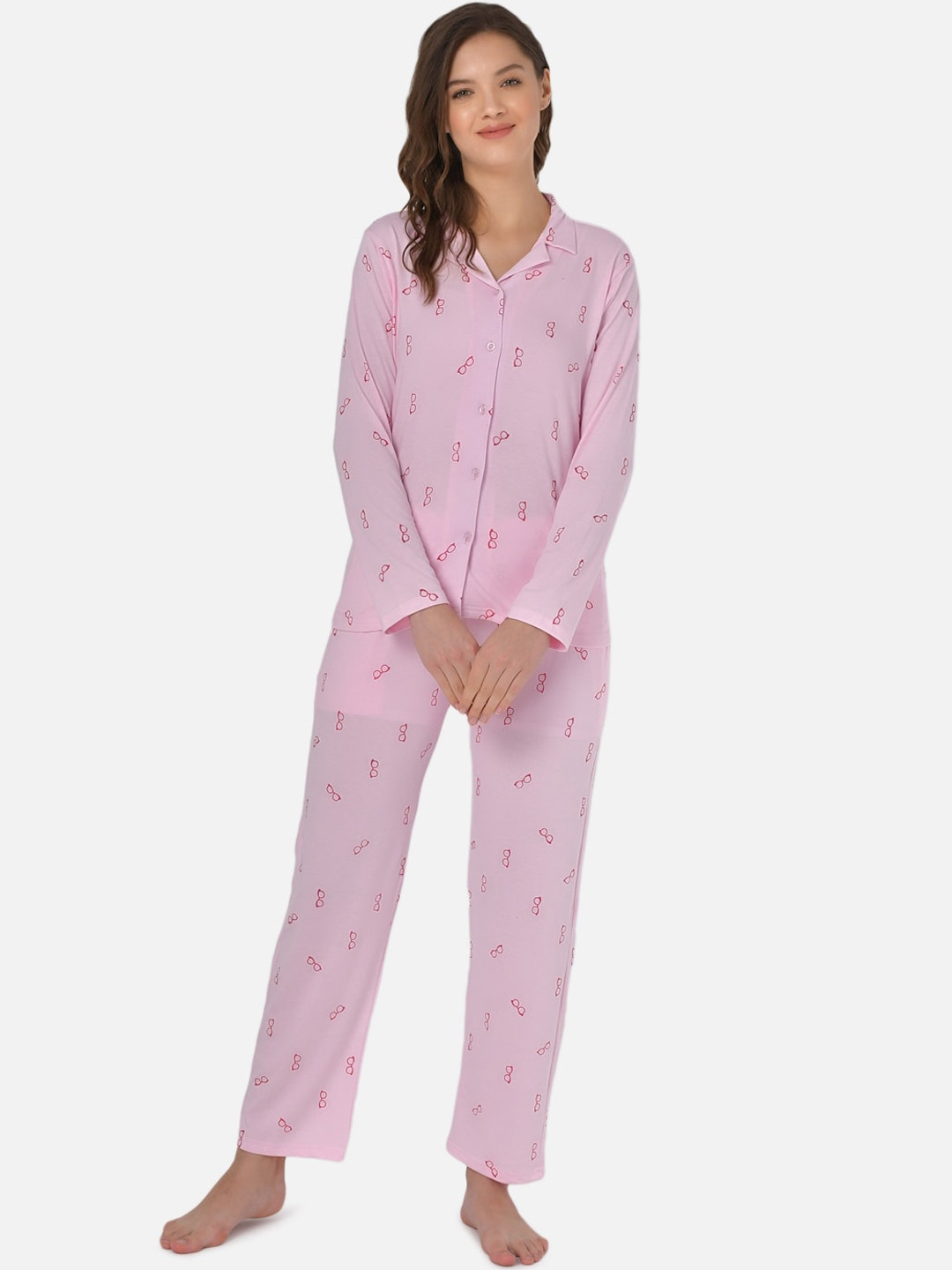 

Klamotten Women Pink Printed Night suit