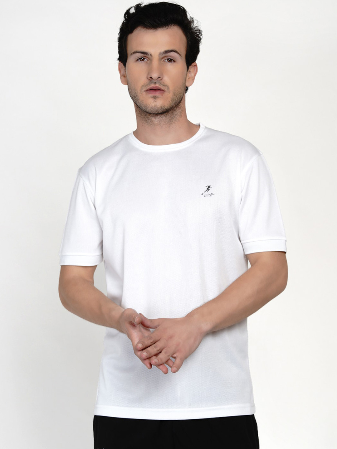 

ARMISTO Men White Solid Round Neck Dri-FIT Sports T-shirt