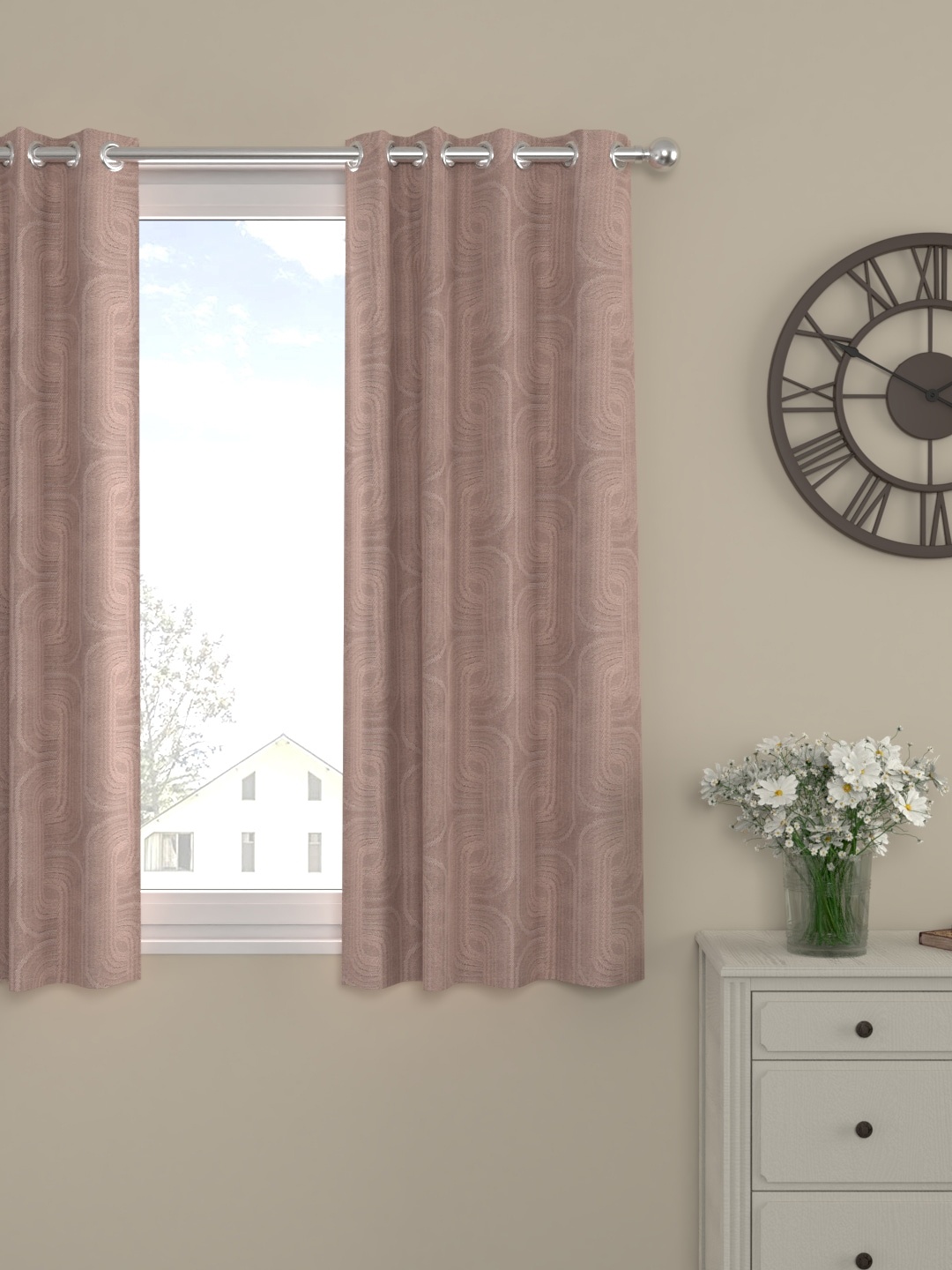 

ROSARA HOME Pink Single Window Curtain