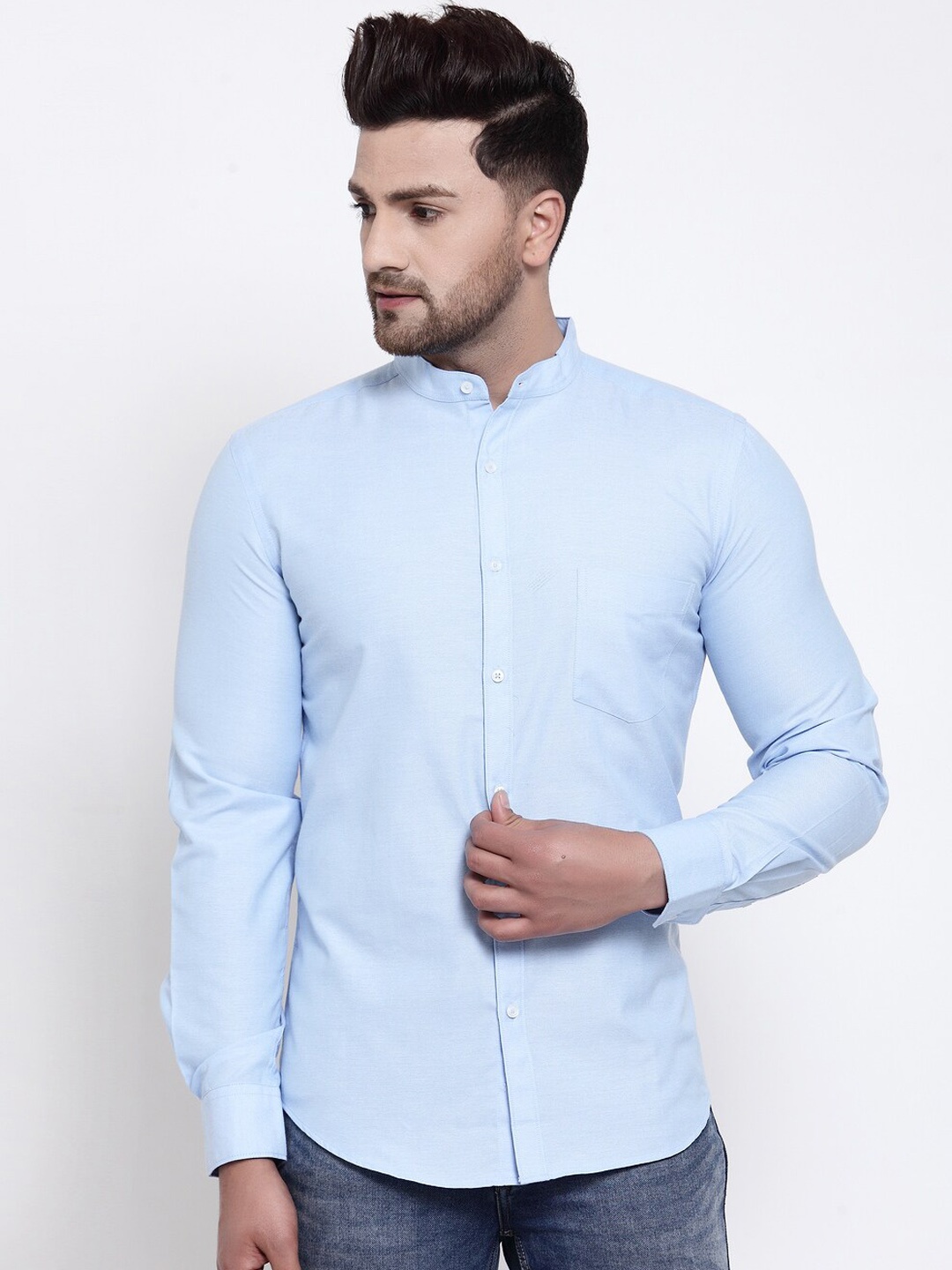 

Style Quotient Men Blue Solid Slim Fit Casual Shirt