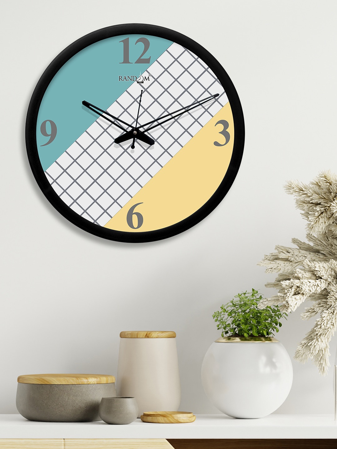 

RANDOM Blue & Yellow Round Printed 30.4 cm Analogue Wall Clock