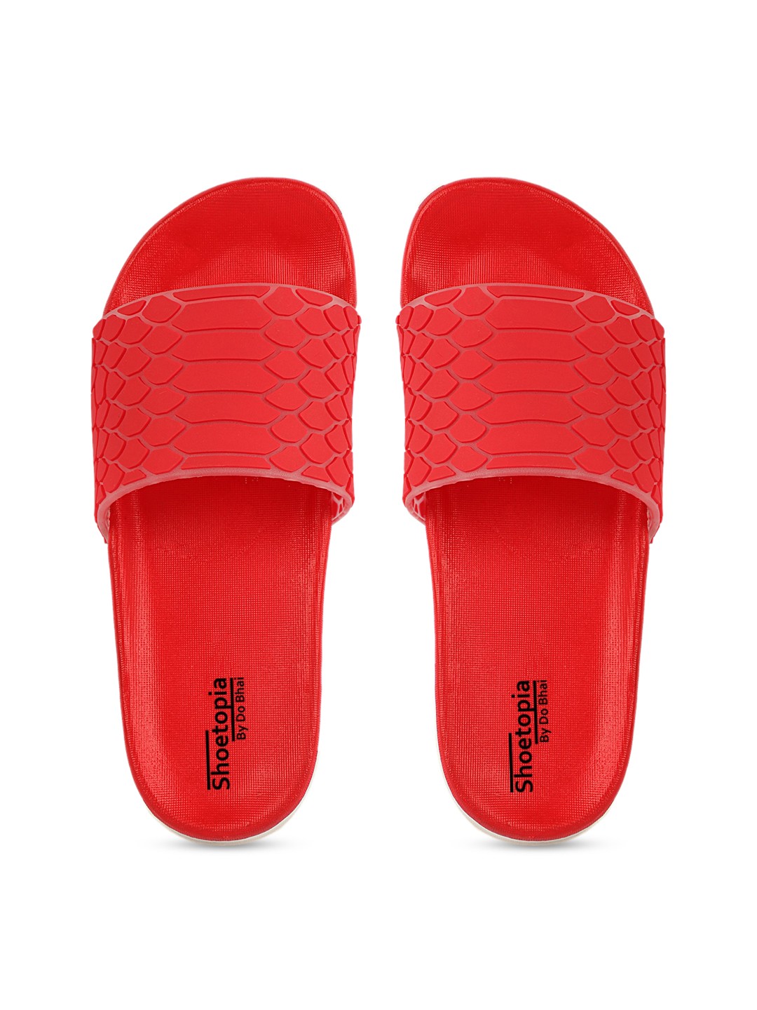 

Shoetopia Women Red Self Design Sliders
