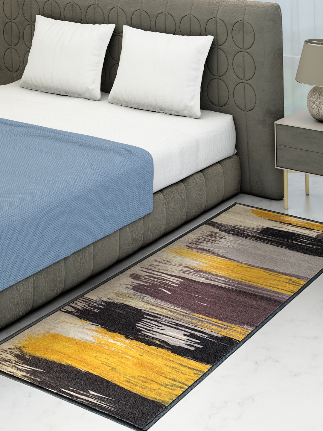 

Athom Trendz Brown & Black Abstract Printed Anti-Skid Bed Runner