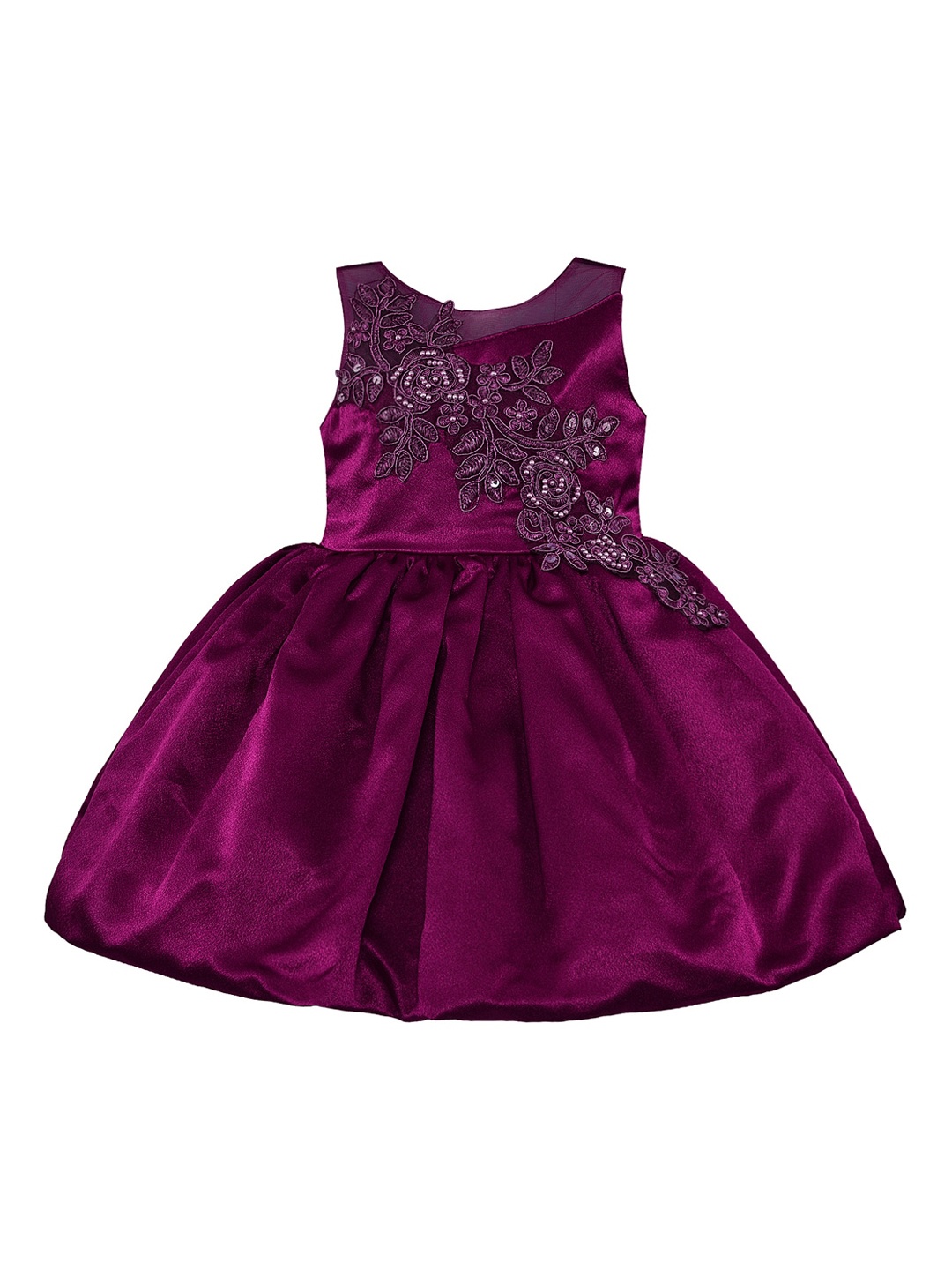 

Wish Karo Girls Purple Embroidered Fit and Flare Dress