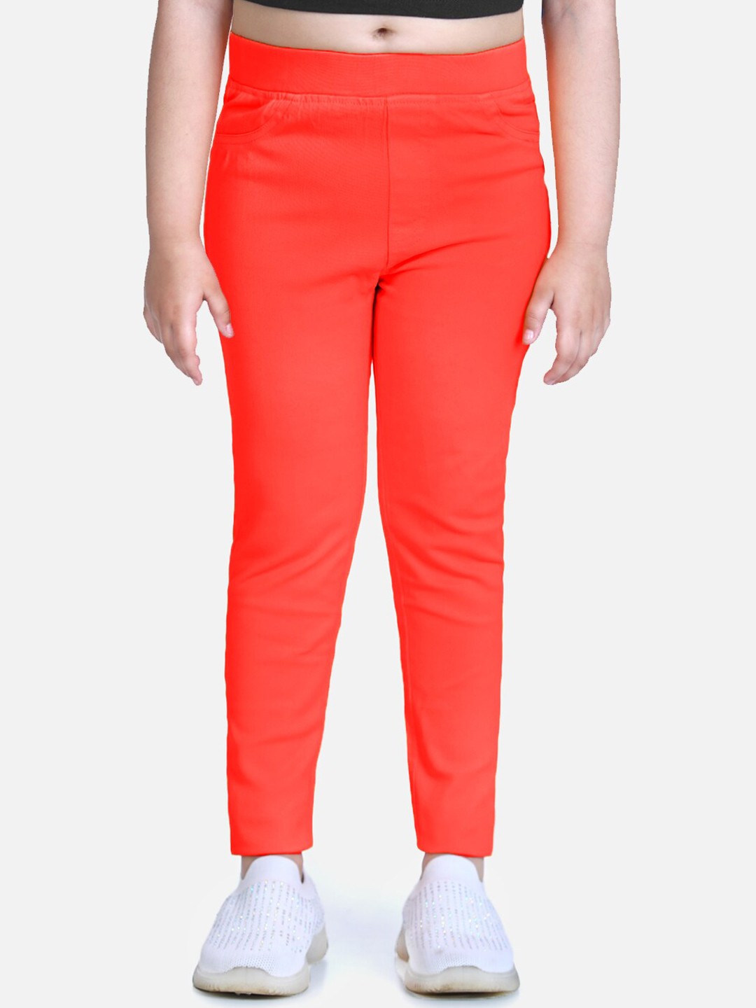 

Naughty Ninos Girls Red Solid Treggings