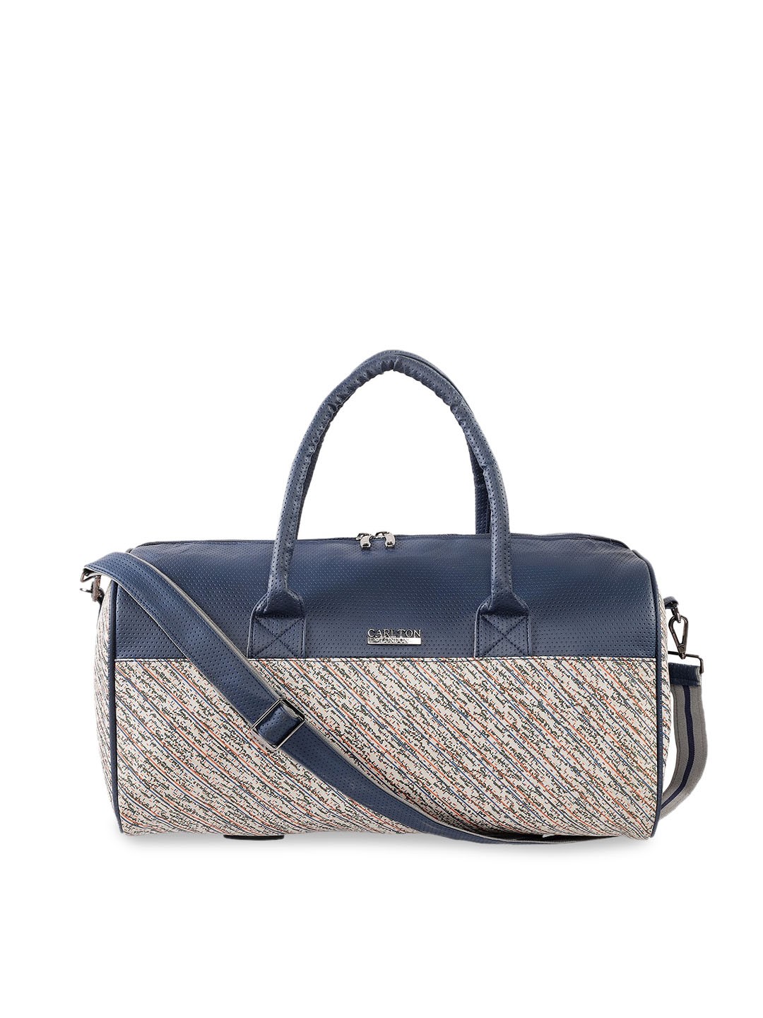 

Carlton London Unisex Beige & Blue Printed Medium Duffel Bag