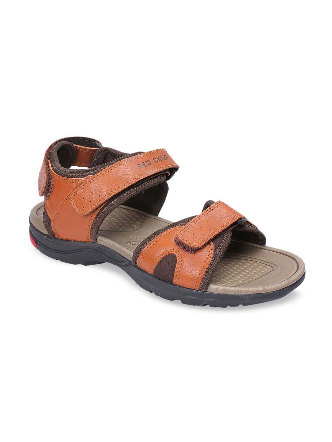 

Red Chief Men Tan Brown Leather Comfort Sandals