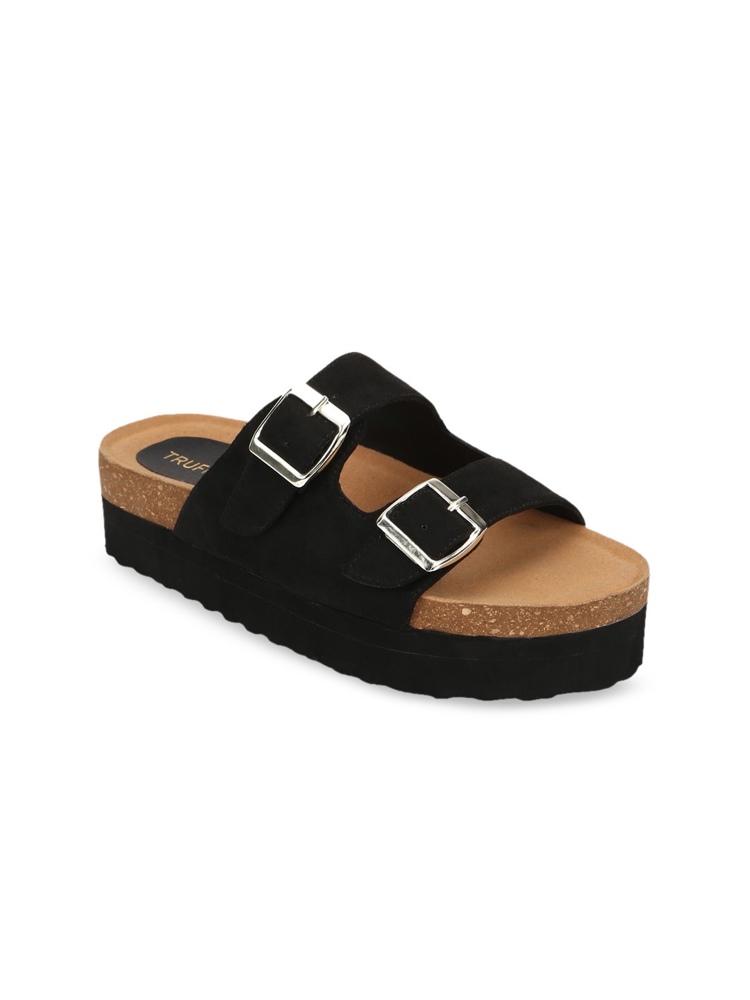 

Truffle Collection Women Black Solid Open Toe Flats