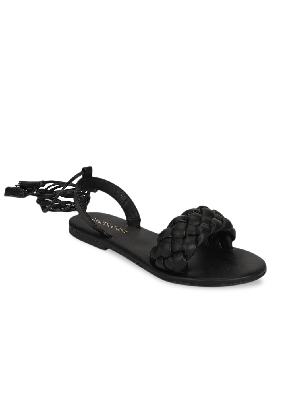 

Truffle Collection Women Black Solid PU Open Toe Flats