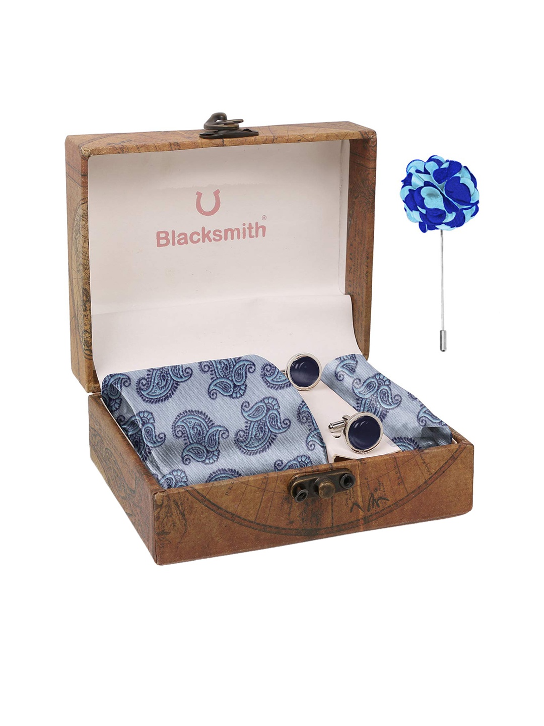

Blacksmith Men Blue & Silver-Toned Accessory Gift Set
