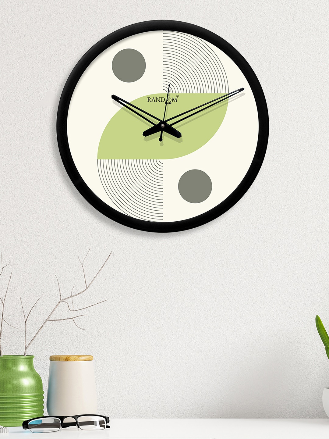 

RANDOM White & Green Round Printed 30.4 cm Analogue Wall Clock