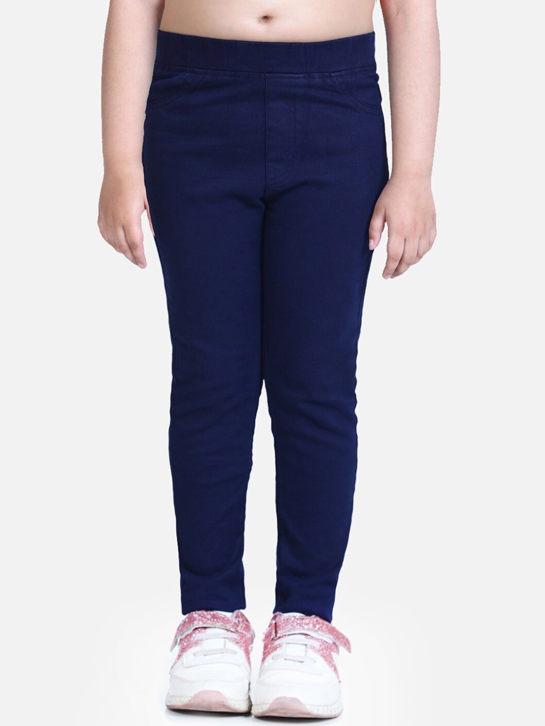 

Naughty Ninos Girls Navy Blue Solid Cotton Jeggings
