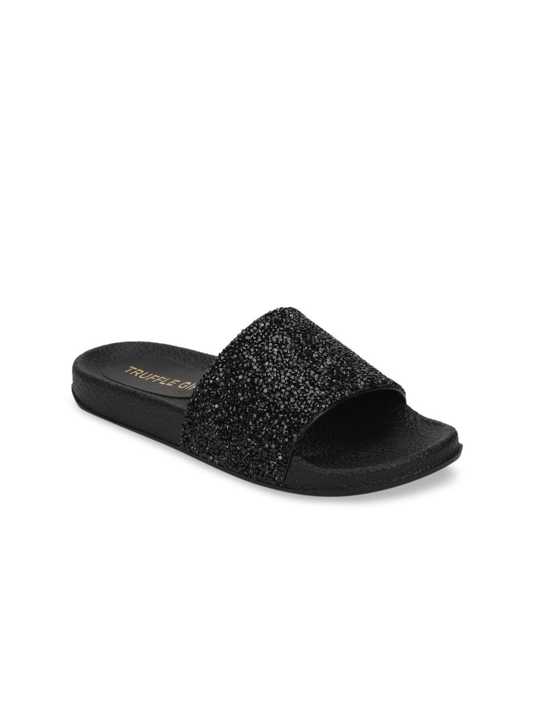 

Truffle Collection Women Black Embellished Open Toe Flats