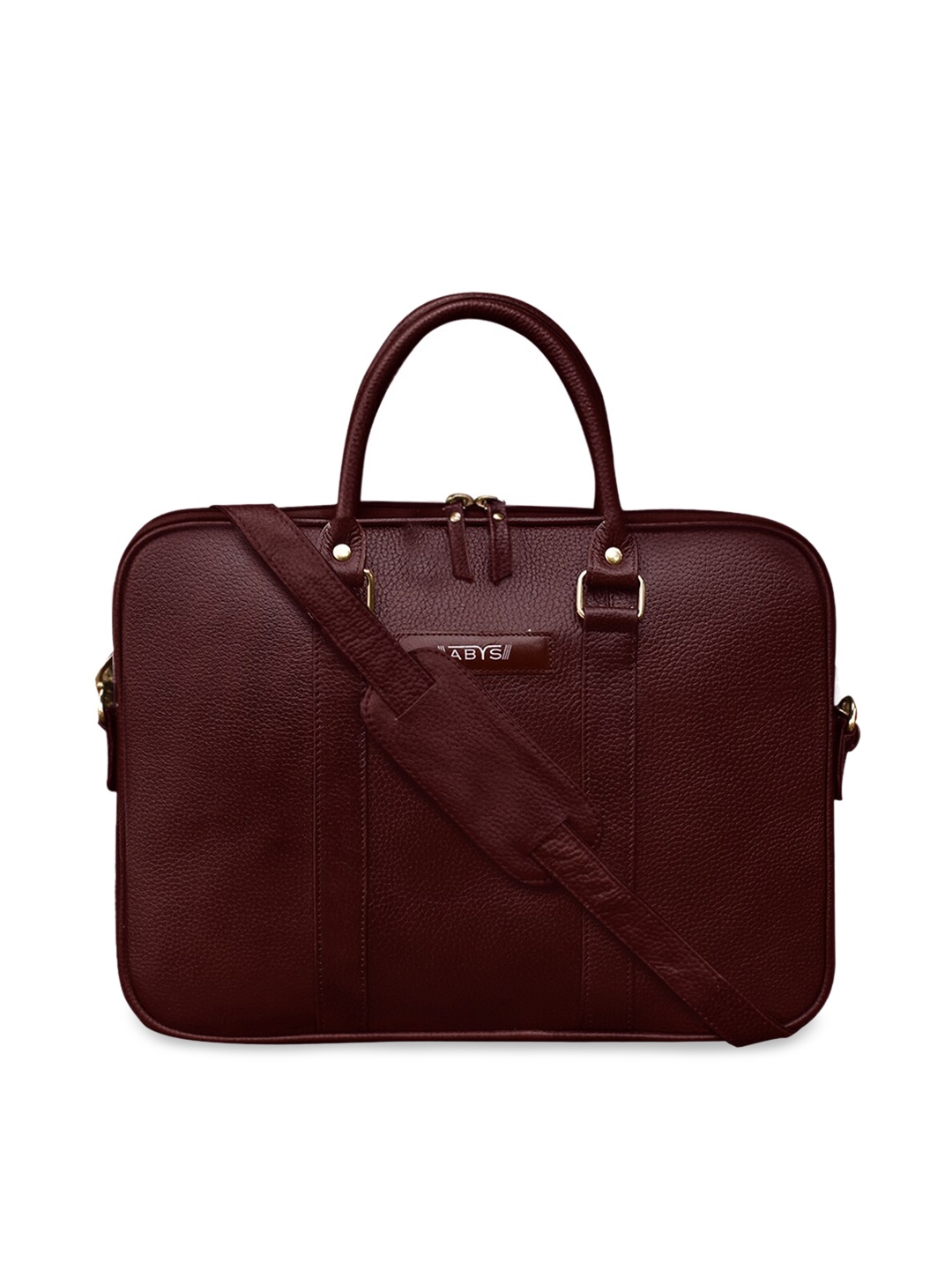 

ABYS Unisex Brown Textured Leather Laptop Bag