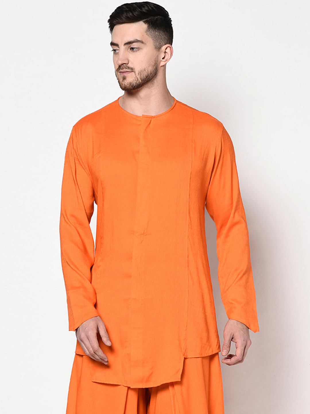 

Lamaaya Men Orange Solid A-Line Kurta