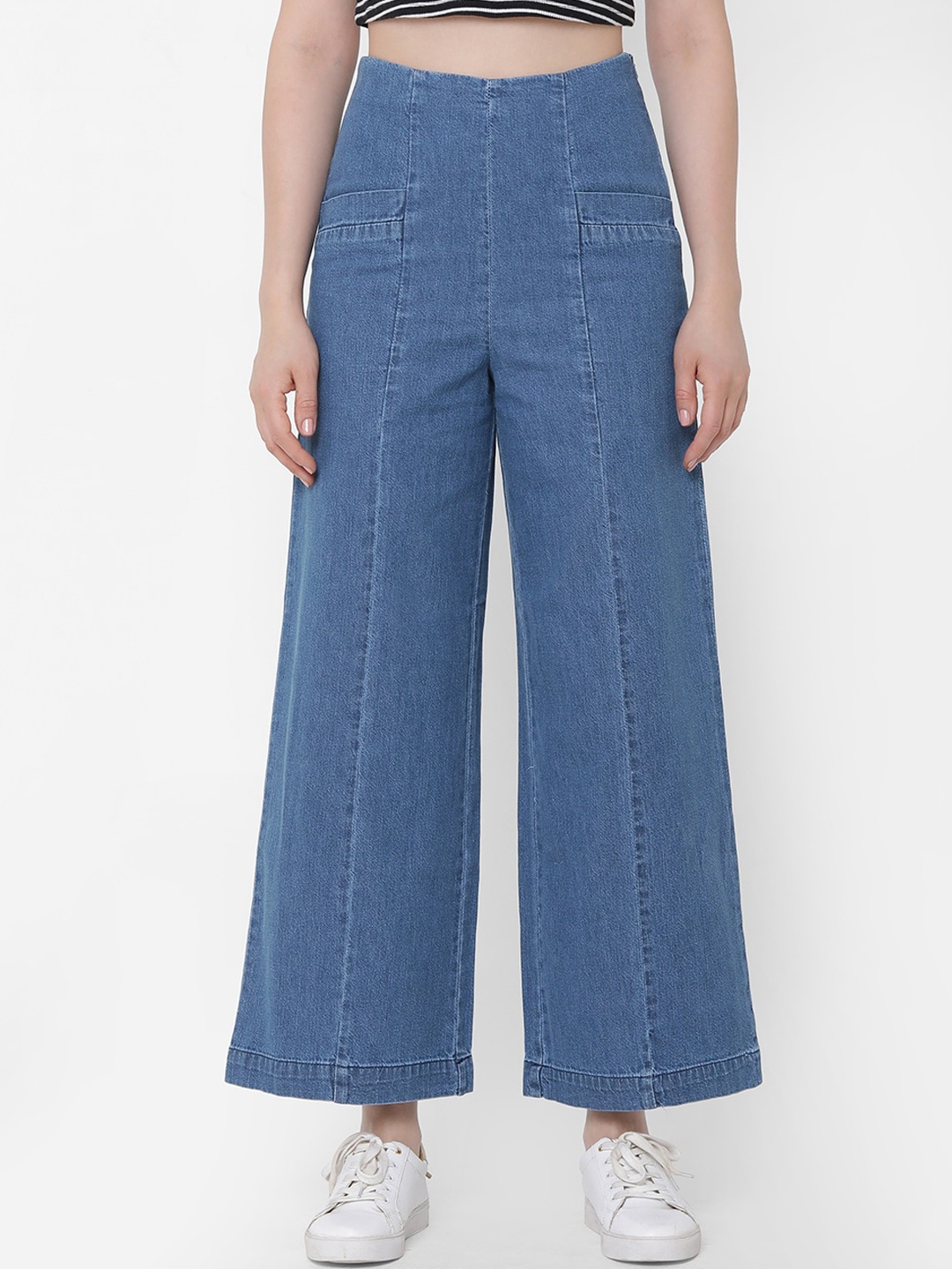 

TARAMA Women Blue Wide Leg High-Rise Clean Look Jeans