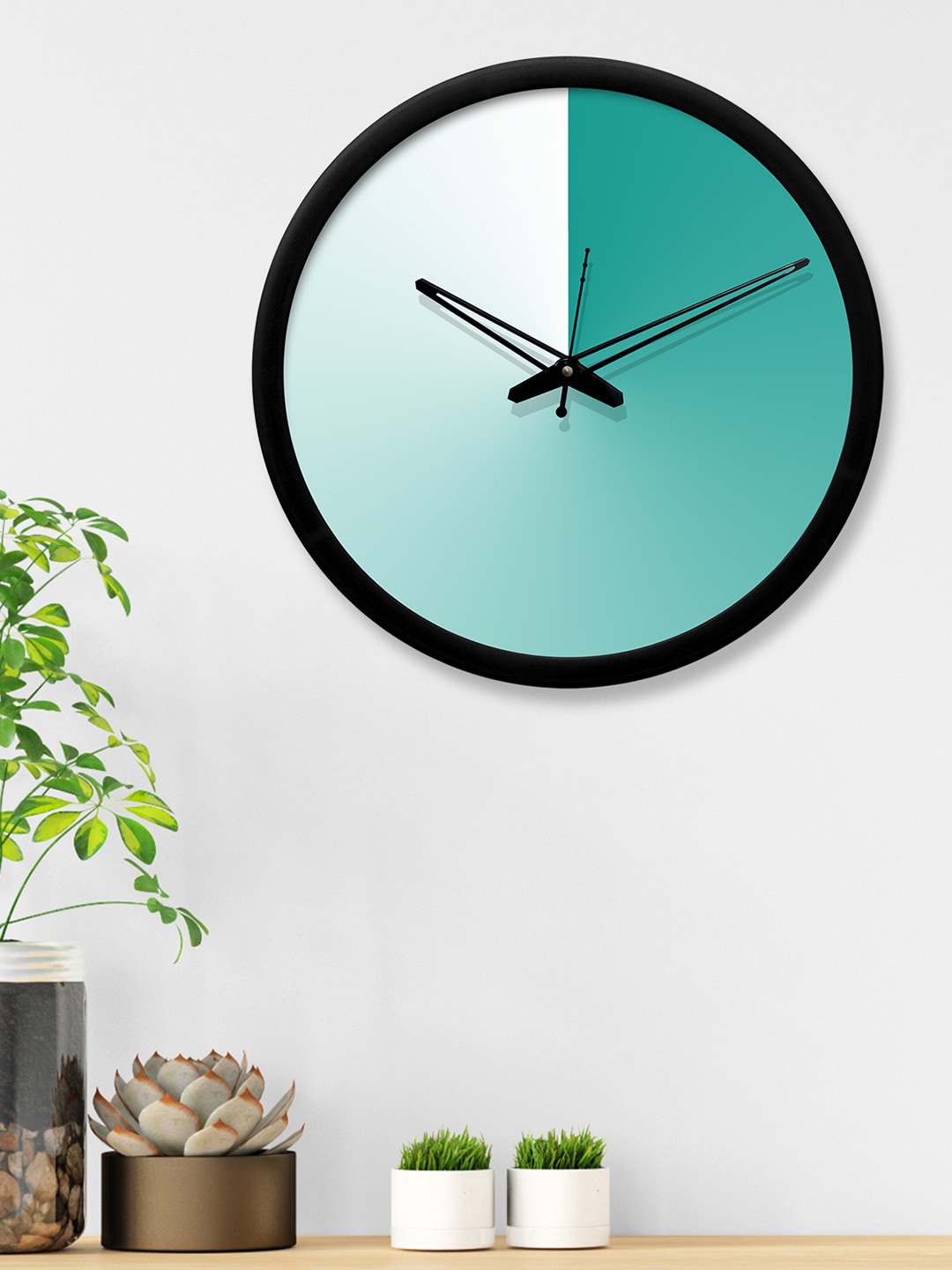 

RANDOM Sea Green & White Round Solid 30.4 cm Analogue Wall Clock