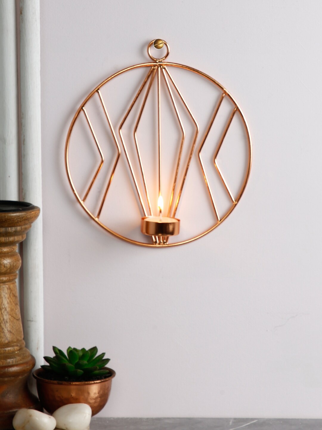 

CraftVatika Gold-Toned Wall Hanging Tealight Candle Holder