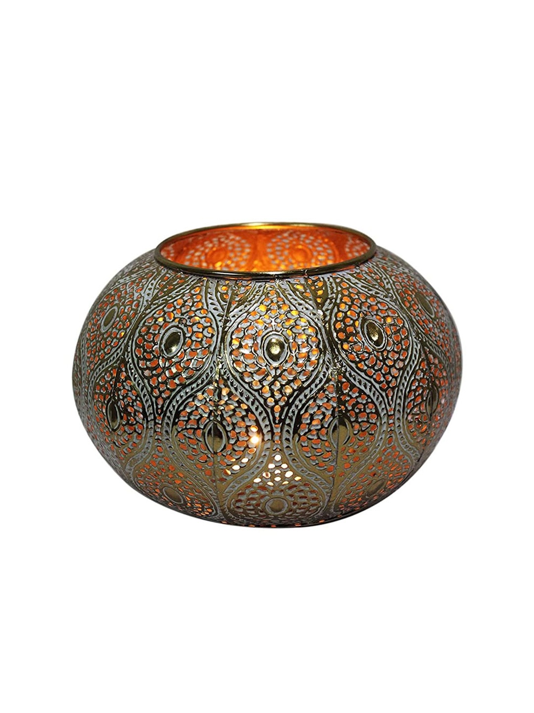 

INCRIZMA Silver-Toned & Gold-Toned Self-Designed Lantern Candle Holder