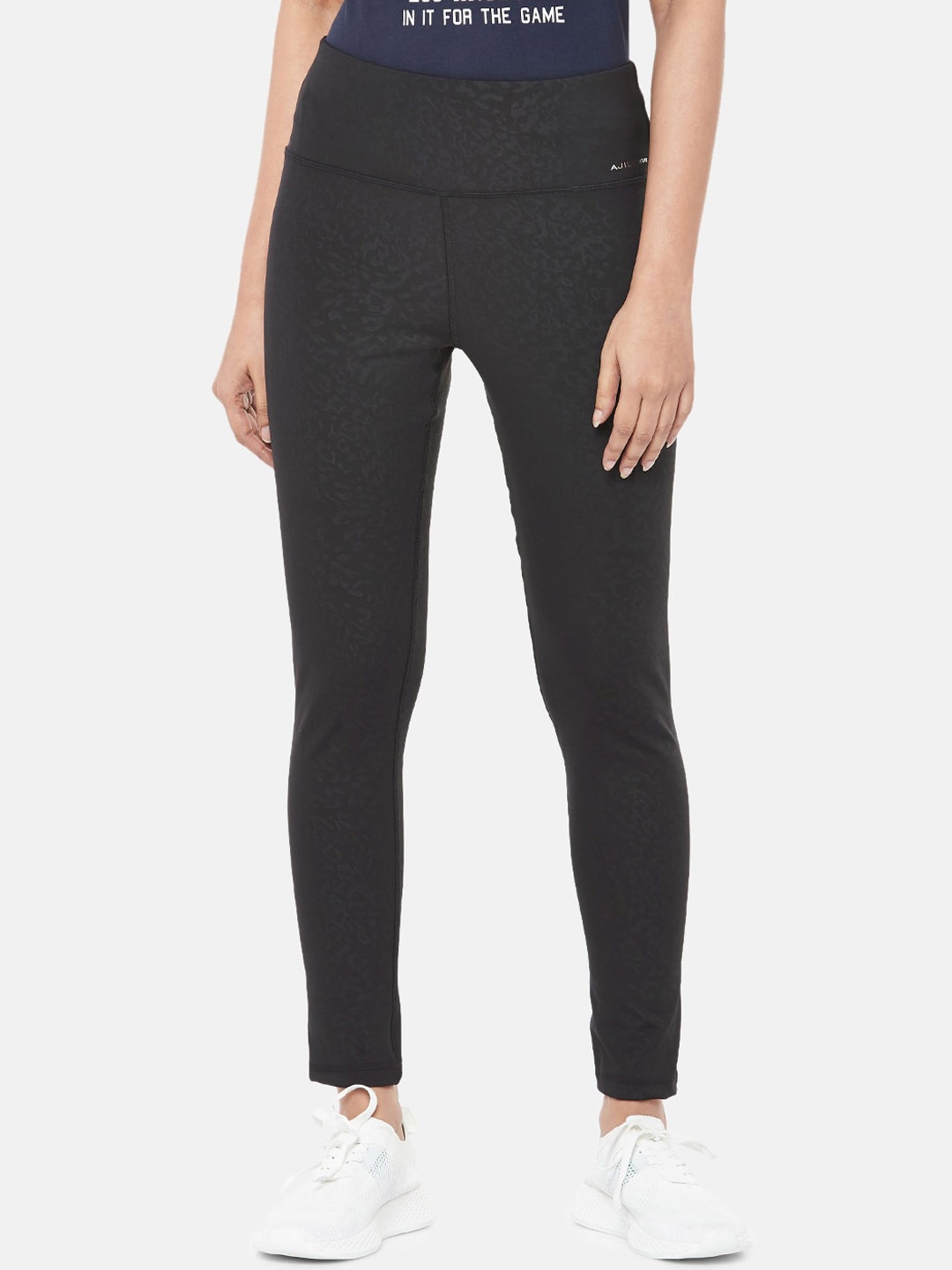 

Ajile by Pantaloons Women Black Self Design Slim Fit Track Pants