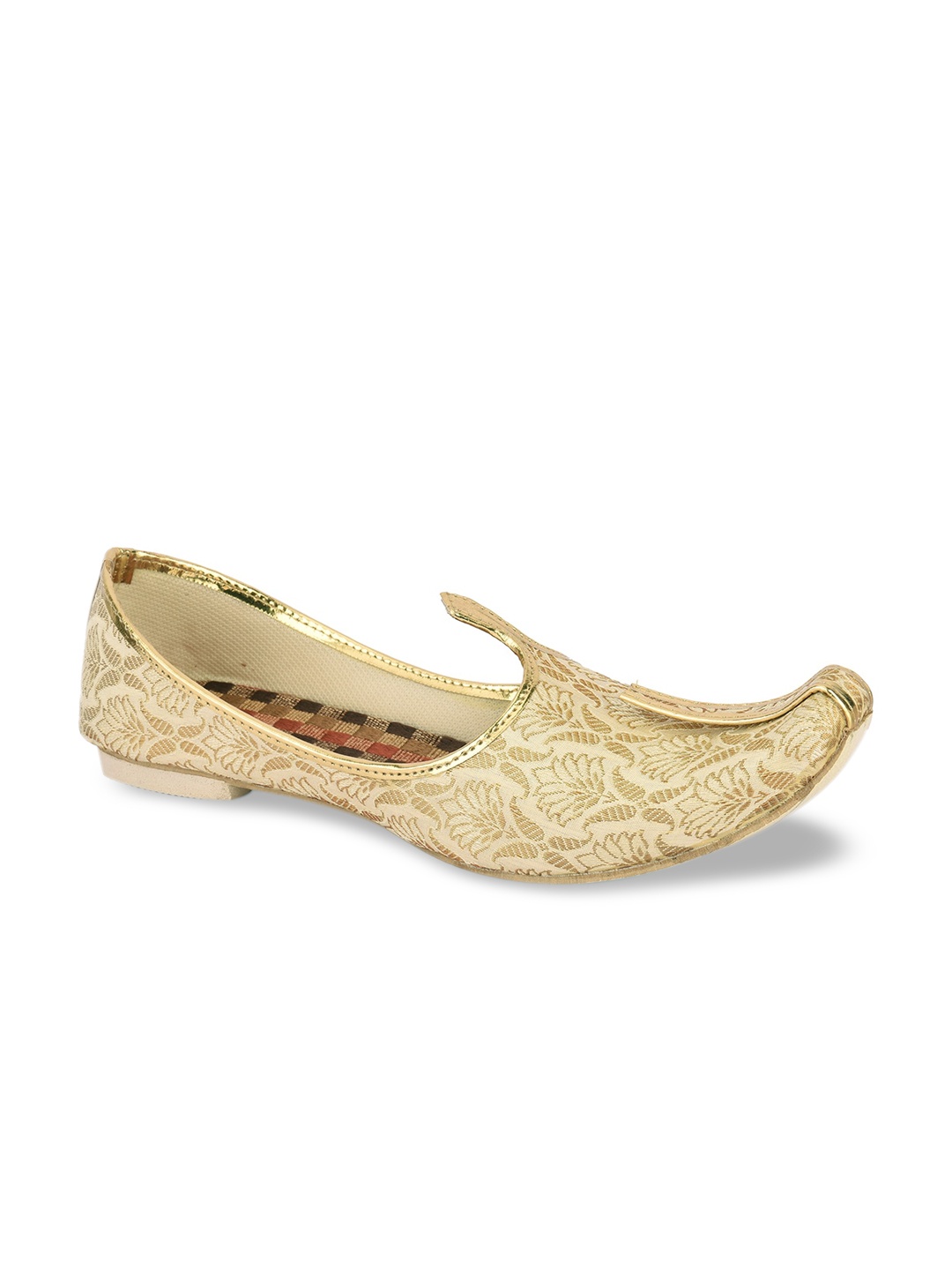 

Desi Colour Men Gold-Coloured Woven Design Mojaris