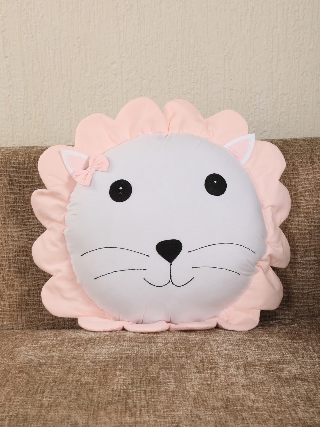 

YK Kids White & Pink Frill Cushion