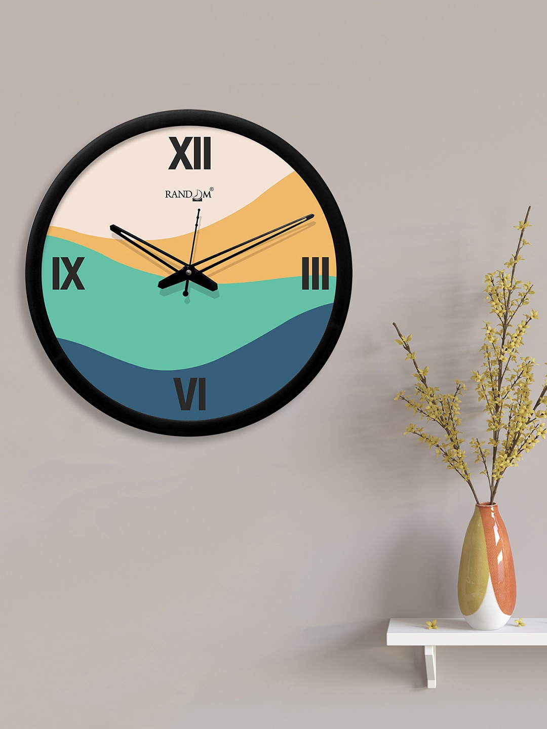 

RANDOM Multicoloured Round Colourblocked 30.4 cm Analogue Wall Clock, Multi