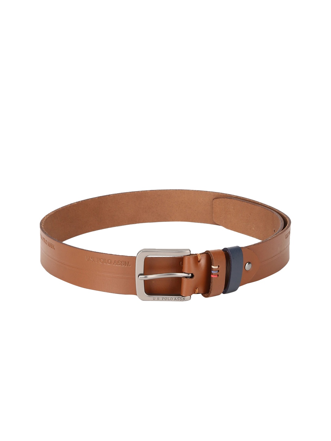 

U.S. Polo Assn. Men Tan Brown Solid Embossed Belt